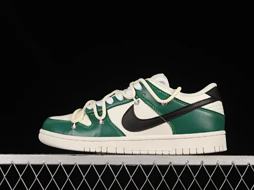 All categories Nk SB Dunk series Nk SB Dunk Low low-top sneakers Nk Dunk Low white, green and black hook customized version of deconstructed strap casual sneakers DJ6188-100